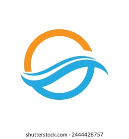 Wave logo. Graphic symbols of ocean or flowing sea water stylized for business identity vector. Illustration water wave logo for business emblem company