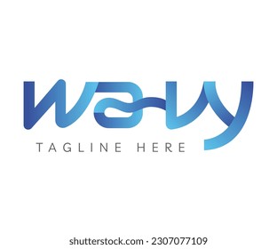 Wave logo icon design template elements. Creative logo with blue lettering Wavy. Usable for Branding and Business Logos.

