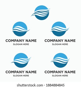 wave logo icon set vector