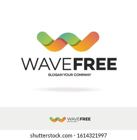 Wave logo isolated on white background for music logotype, healthy sign. Vector 10 eps