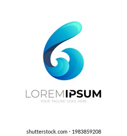 Wave logo and Letter B logo design vector, blue icons