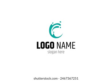 logotipo de onda con forma de letra c en diseño de Vector plano