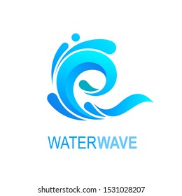 wave logo with letter e design template