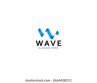 Logotipo De Onda Con Letra W Diseño Abstractas.