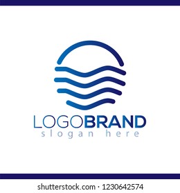 wave logo line art vector element. wave logo template