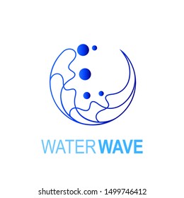 Wave logo with line design template, Wave icon and circle logo