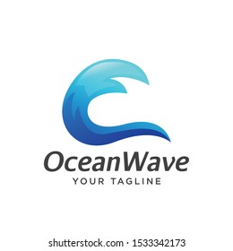 wave logo modern clean. beach surfing simple modern logo.