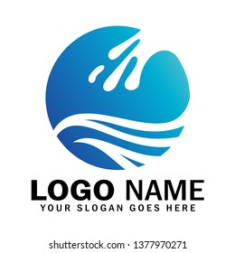 Wave logo round shape, wave sea symbol