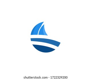 Wave logo sail vector water icon 
