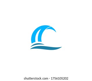 Wave logo sea water vector icon 