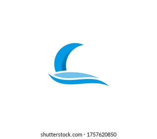 Wave logo sea water vector 