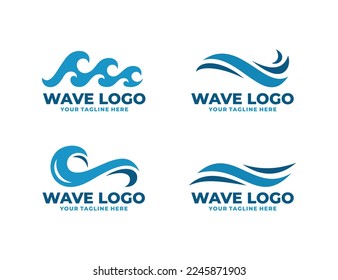 Wave logo set design vector illustration