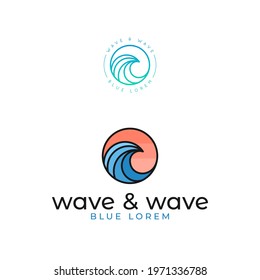 Wave logo set. Ocean or sea wave on white background