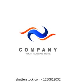 Wave logo with a simple look, wave and letter n