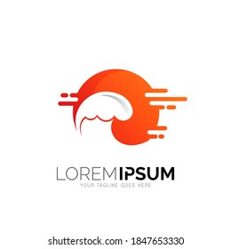 Wave logo and sunset design combination, Beach icon template