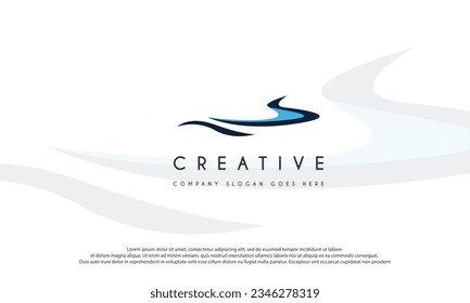 wave logo template for beach coast holiday vector illustration.