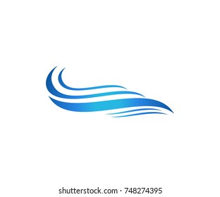 Wave logo template with blue gradient color