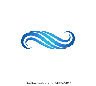 Wave logo template with blue gradient color