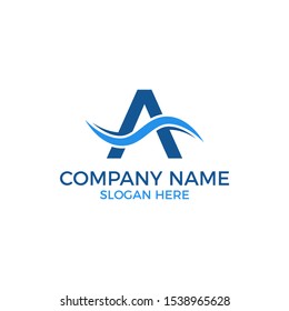 A wave logo vector. Aqua water wave template for logo. Beach outdoor recreation
