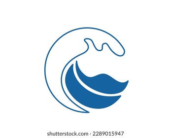Wave logo vector background. Water icon template. Abstract sea, ocean surges. Nature blue liquid concept design.