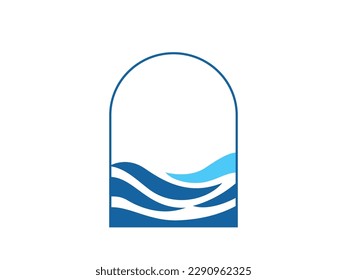 Wave logo vector background. Water icon template. Abstract sea at the window, ocean surges. Nature blue liquid concept design.