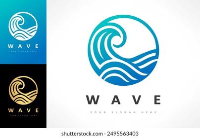 Vector con logotipo ondulado. Diseño de agua