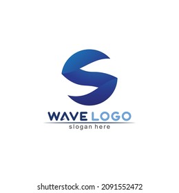 wave logo and water design blue nature ocean vector illustration