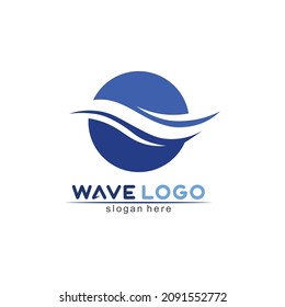 wave logo and water design blue nature ocean vector illustration