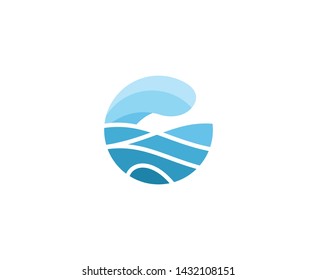 Wave logo water sea vector 