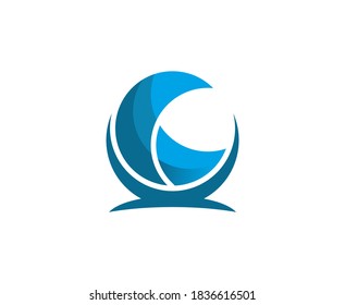 Wave logo water sea vector icon 