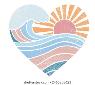 Wave love club print design. Sunshine beach artwork. Beach vibes artwork. Big wave print design for t shirt print, sticker, background and other uses. 