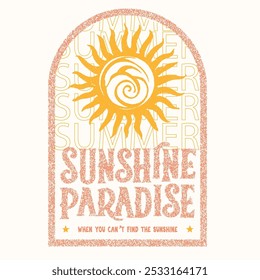 Wave love club print design. Sunshine beach artwork. Beach vibes artwork. Here comes the sun. Sunshine paradise on mind vector graphic .You are my sunshine. Sun for poster, card, apparel print, 