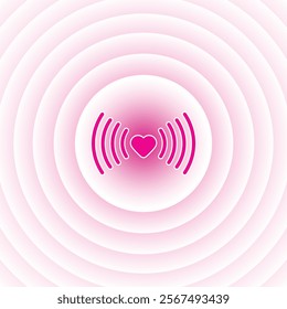 Wave of love pink illustration background concept with flat cartoon style design