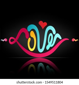 Wave with love text abstract background. Love logo.