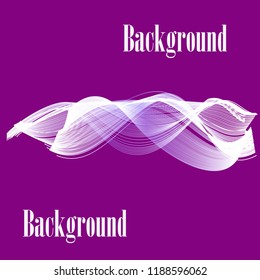 The wave is luminous, the color is white, light, the background is lilac abstraction.