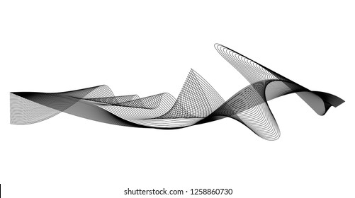 Wave of the many black lines. Abstract wavy stripes on a white background isolated. Creative line art. Design elements created using the Blend Tool.
