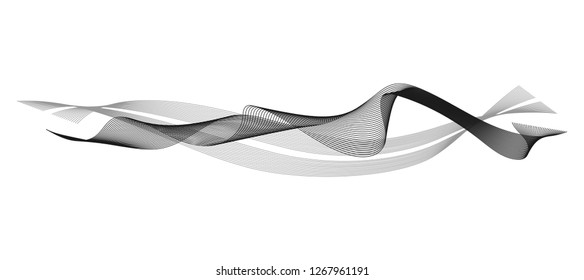 Wave of the many black lines. Abstract wavy stripes on a white background isolated. Creative line art. Design elements created using the Blend Tool.