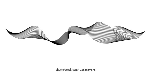 Wave of the many black lines. Abstract wavy stripes on a white background isolated. Creative line art. Design elements created using the Blend Tool.