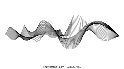 Wave of the many black lines. Abstract wavy stripes on a white background isolated. Creative line art. Design elements created using the Blend Tool.