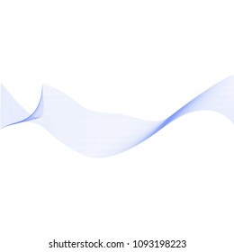 Wave of many blue lines. Abstract wavy stripes on white background.
