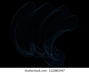 Wave of many blue lines. Abstract wavy stripes on black background. Vector Illustration.