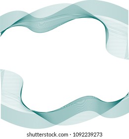 Wave of many blue lines on white background. Vector.