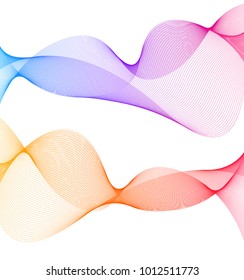 Wave of the many colored lines. Abstract wavy stripes on a white background isolated. Creative line art. Vector illustration EPS 10. Design elements created using the Blend Tool. Curved smooth tape