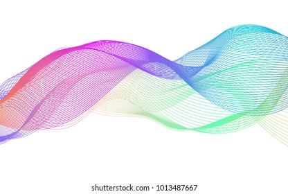 Wave of the many colored lines. Abstract wavy stripes on a white background isolated. Creative line art. . Design elements created using the Blend Tool. Curved smooth tape