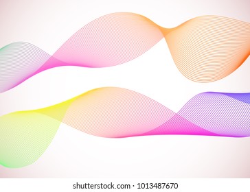 Wave of the many colored lines. Abstract wavy stripes on a white background isolated. Creative line art. . Design elements created using the Blend Tool. Curved smooth tape