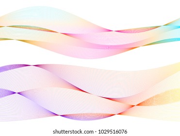 Wave of the many colored lines. Abstract wavy stripes on a white background isolated. Creative line art. Vector illustration EPS 10. Design elements created using the Blend Tool. Curved smooth tape