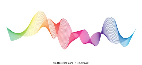 Wave of the many colored lines. Abstract wavy stripes on a white background isolated. Creative line art. Design elements created using the Blend Tool. 