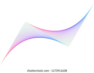 Wave of the many colored lines. Abstract wavy stripes on a white background isolated. Creative line art. Vector illustration EPS 10. Design elements created using the Blend Tool. Curved smooth tape