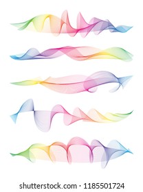 Wave of the many colored lines. Abstract wavy stripes on a white background isolated. Creative line art. Design elements created using the Blend Tool. 