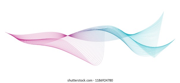 Wave of the many colored lines. Abstract wavy stripes on a white background isolated. Creative line art. Design elements created using the Blend Tool. 